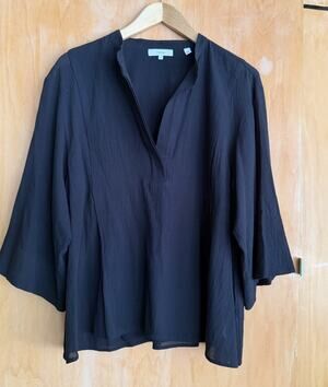 VINCE 100% Cotton Lightweight Black Blouse SIze Large